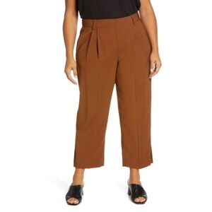 Vince NWT Stovepipe Crop Pull-On Pants Ankle Pleated Pockets Dress Work Brown